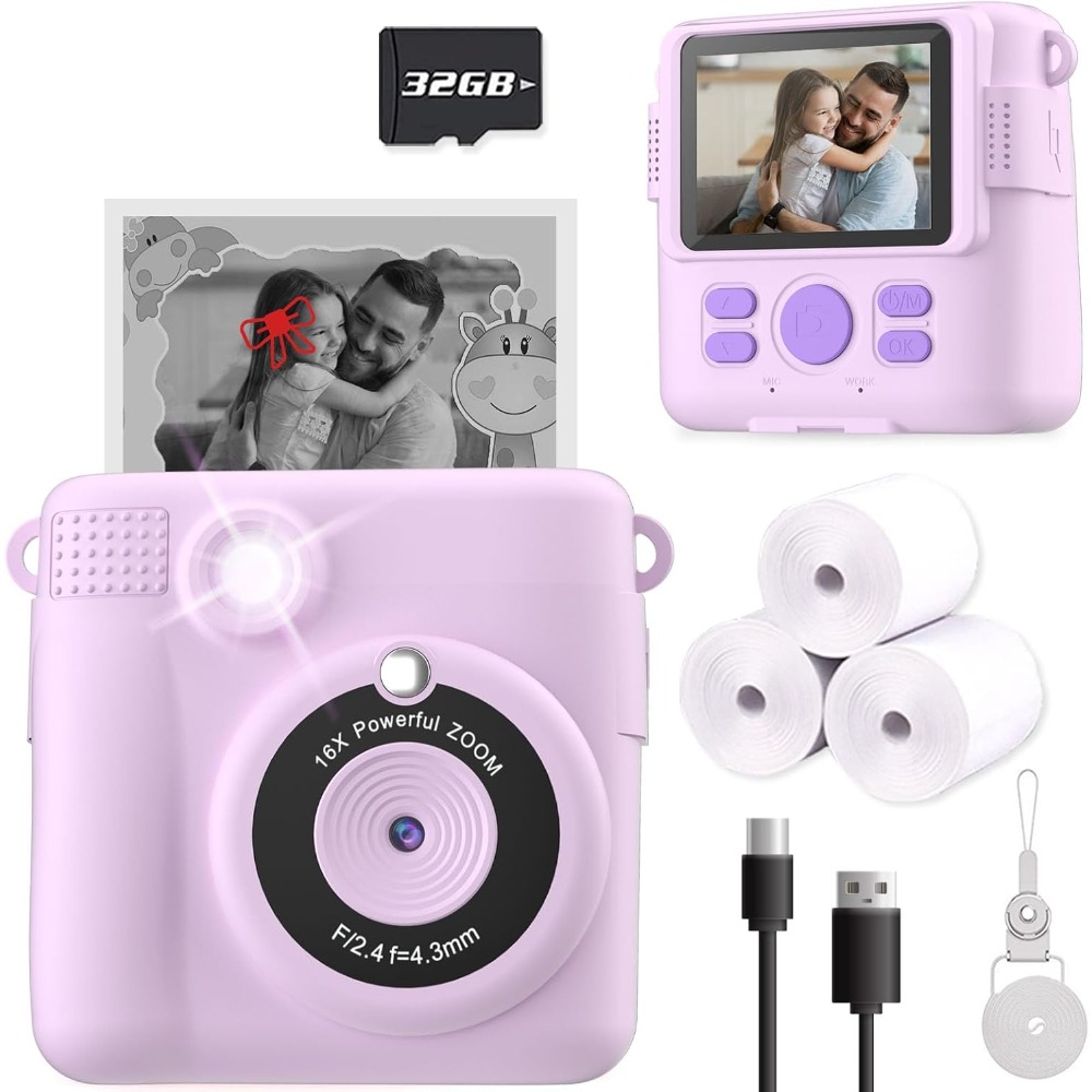Kids Toys Videos - Fotocamera con stampa istantanea per bambini,
