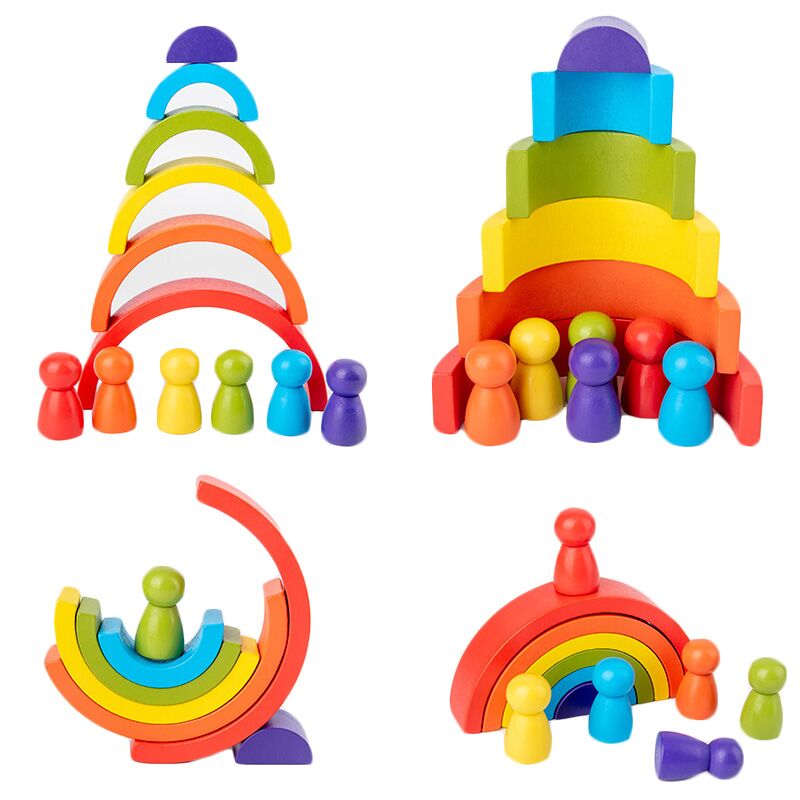 Giocattolo arcobaleno in legno - Wooden Blocks Stacking recensione e prezzo